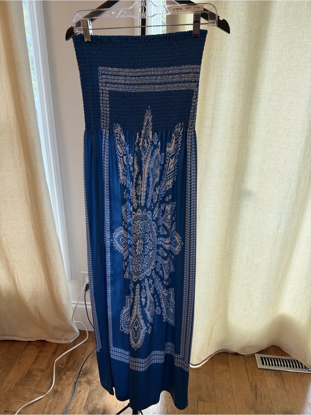 VENUS Royal Blue Maxi Skirt with White Medallion Print